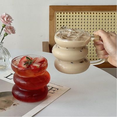Niche design water cup with handle glass ring high borosilicate heat-resistant coffee cold drink milk tea cup