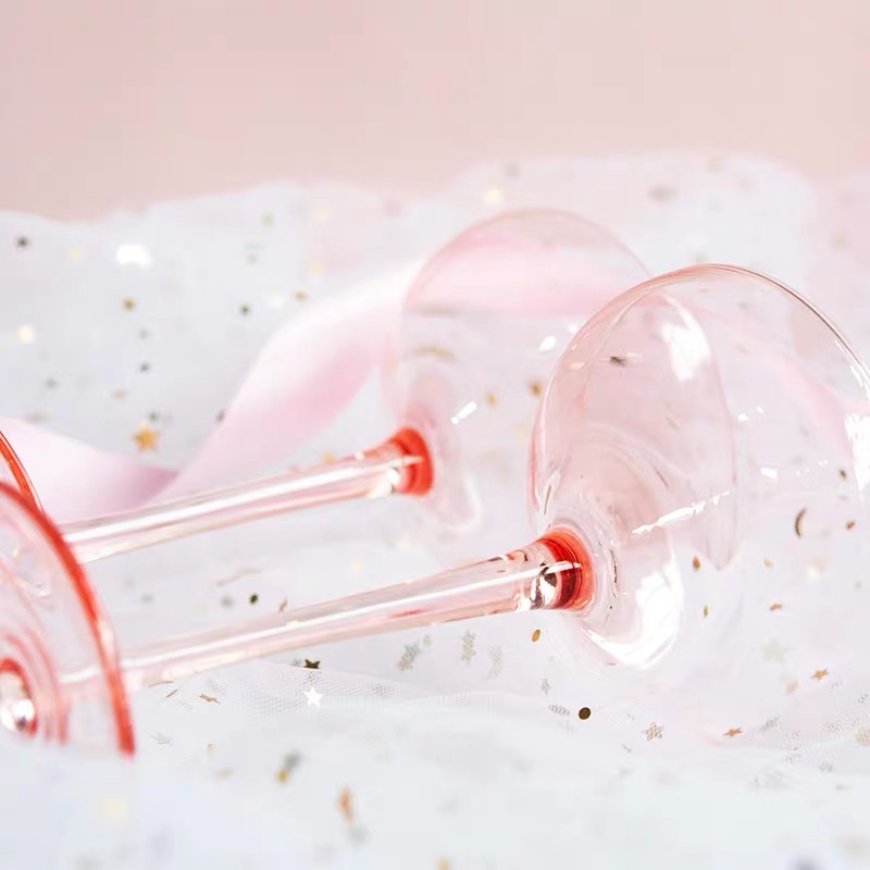 200ml wholesale hand blown pink martini cup color stem cocktail glass