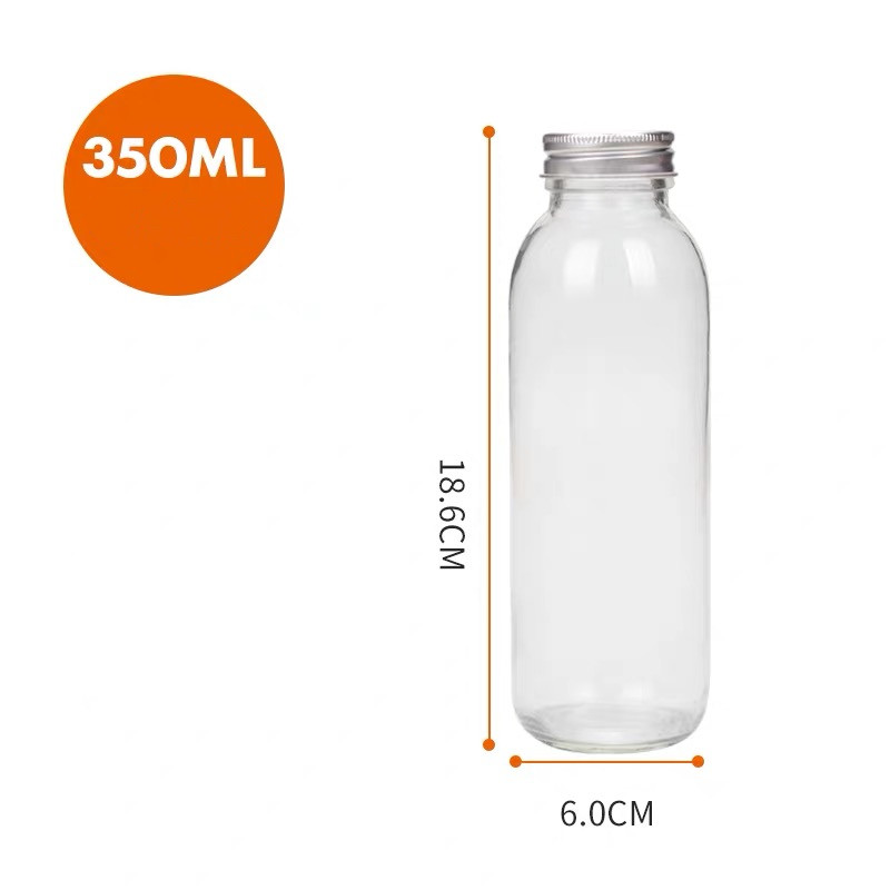  Wholesale price round juice coffee glass bottle with lid