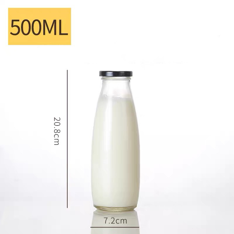 500ml French Square Glass Milk Bottle