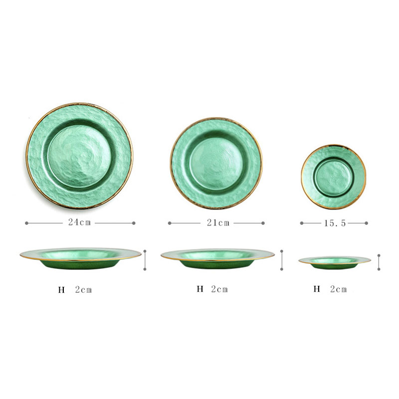 Handmade NEW green round glass dinner plate