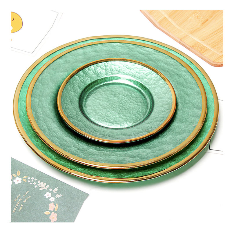 Handmade NEW green round glass dinner plate