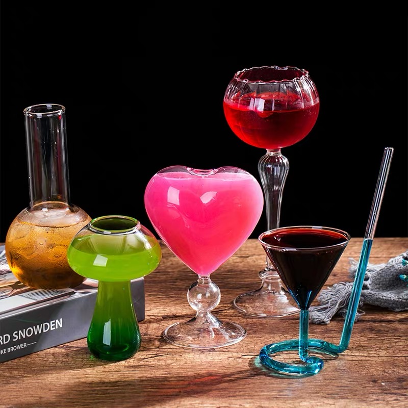 Bar Special Beer Wine Glasses Goblet Crystal Clear Mushroom Shape Cocktail Glass