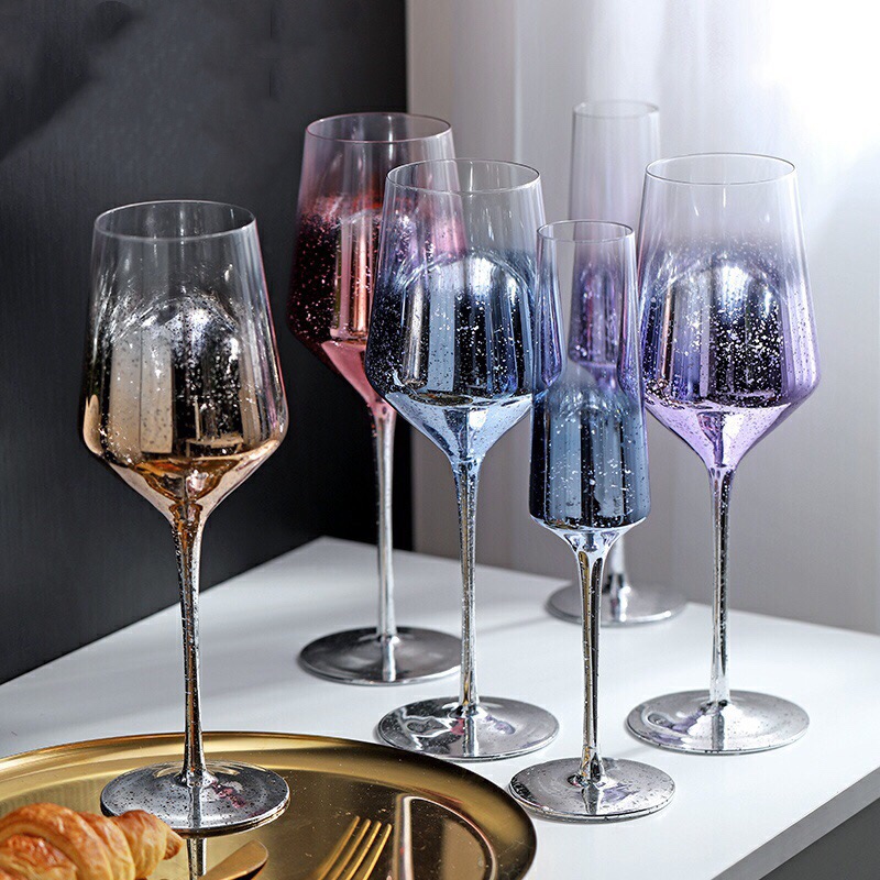 Hot Sale wine goblet electroplating glass champagne glass set of 4 wine glass