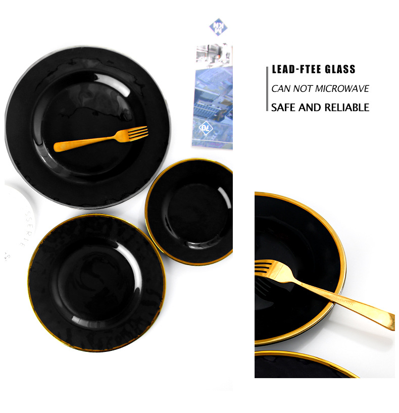 Classic Black Catering Color Glass Charger Plate Glass Tableware for wedding