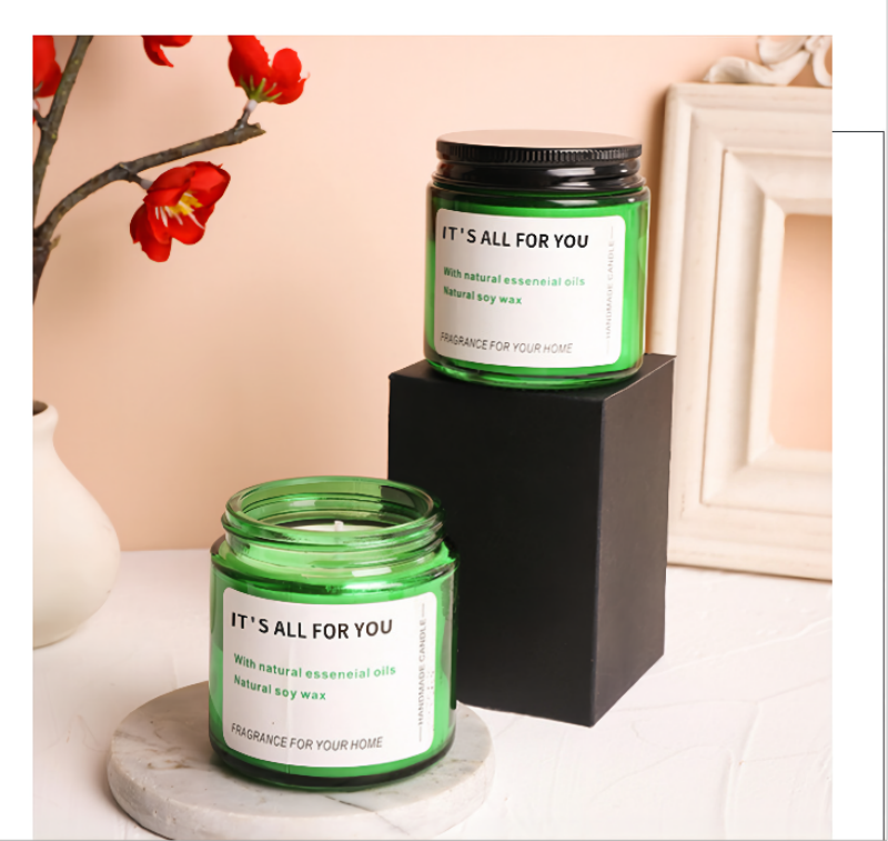 Customize Round green Glass Jam Jars for Candles making