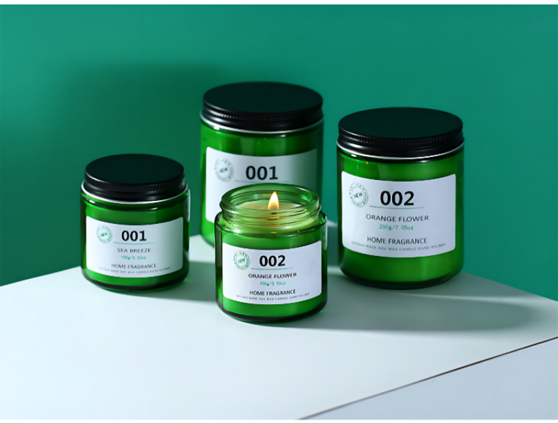 Customize Round green Glass Jam Jars for Candles making