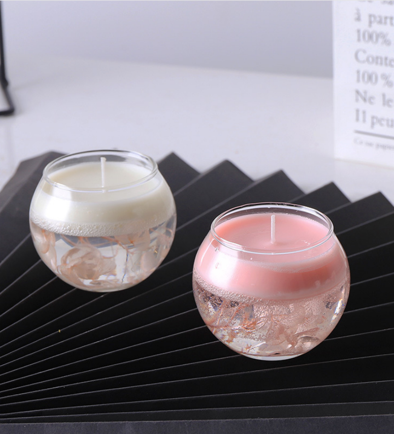 Low moq round shape glass candle holder jar