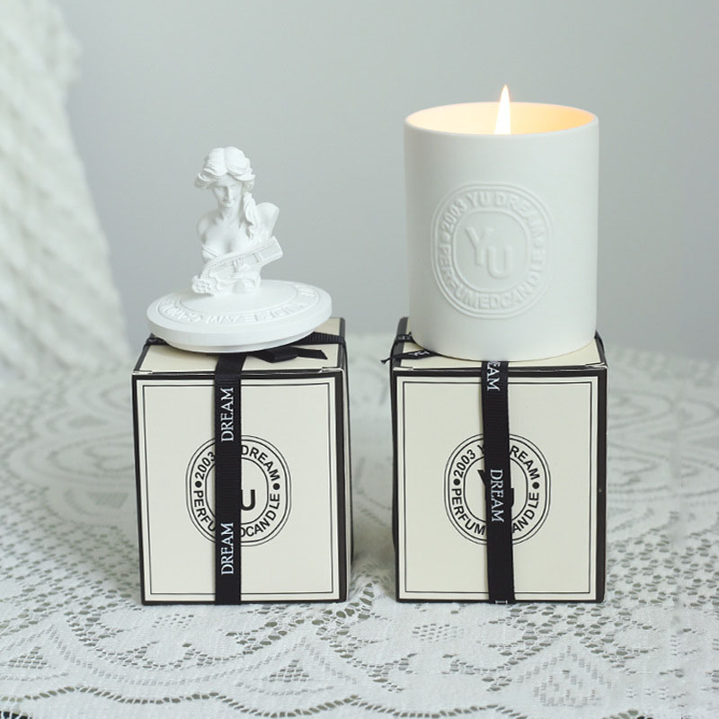 Porcelain Natural stone marble concrete candle jar soy wax holder cement candle holder