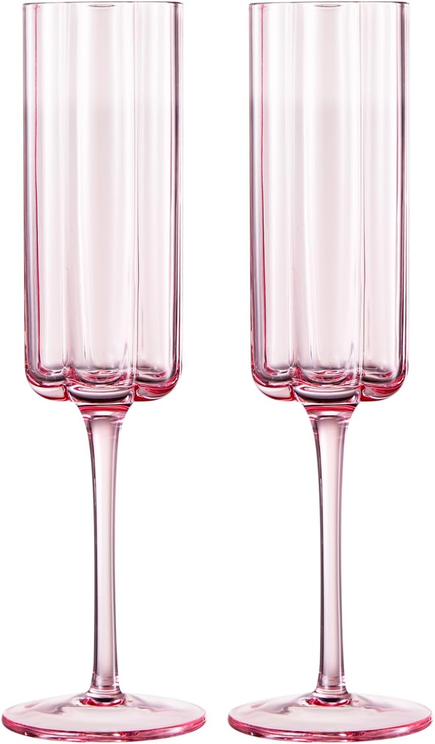 Pink glass champagne flute wholesale