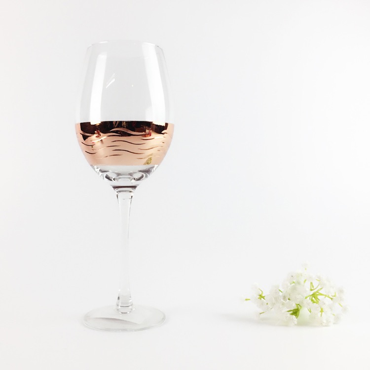 Stem wine glass with carving