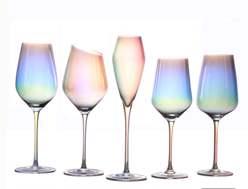 Aikehomeware rainbow handmade stem wine glass