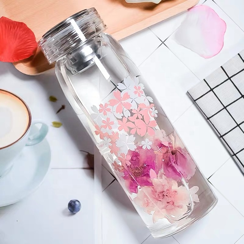 Hot selling heat-resistant unbreakable glass water bottle tea infuser tea glass bottle