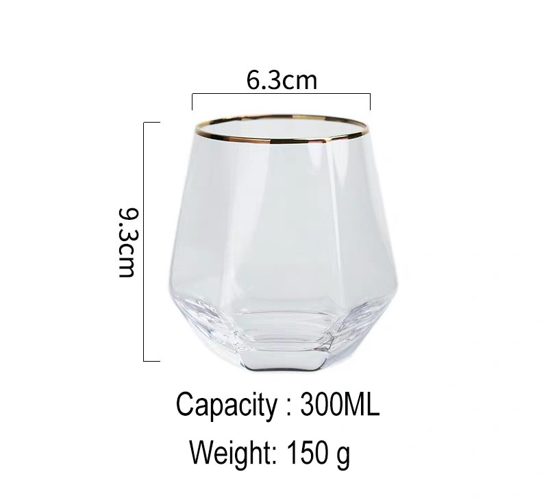 Aikeyi homeware gold rim drinking glass cup glass tumbler