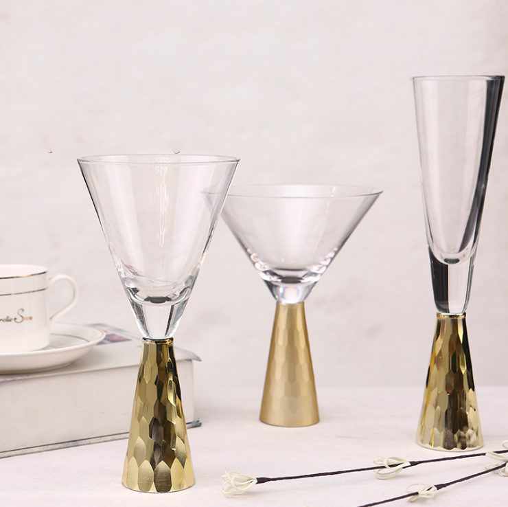 high quality handmade 280ml clear cocktail margarita wine glass foil stem