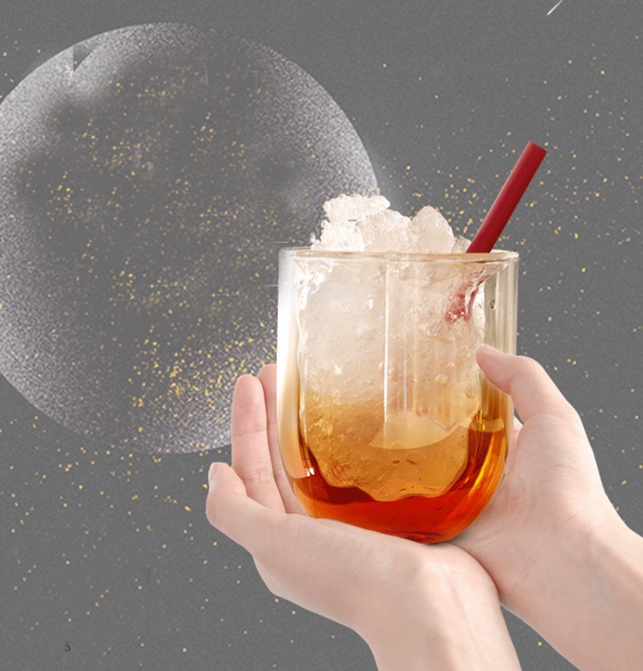 Low MOQ Unique New Design Double Wall Starry Sky Style Whisky Wine Glass