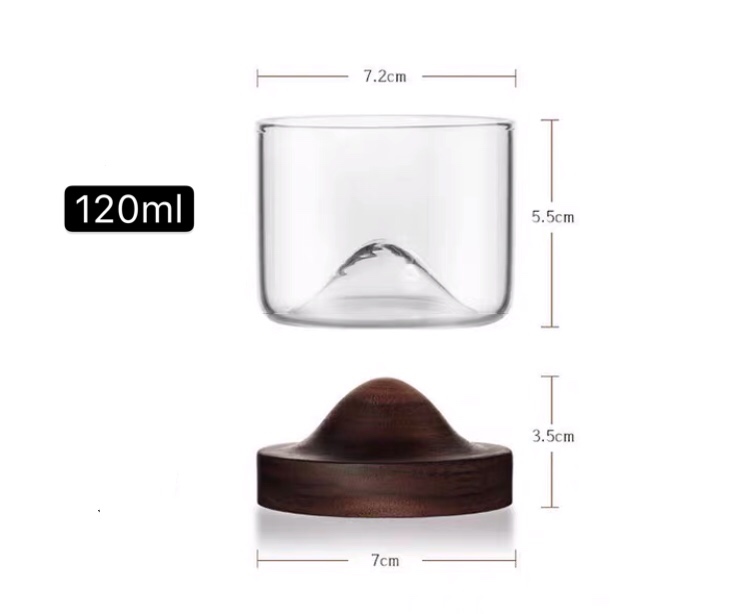 High quality whiskey glass small glass Japanese style mountain wooden bottom wine glass