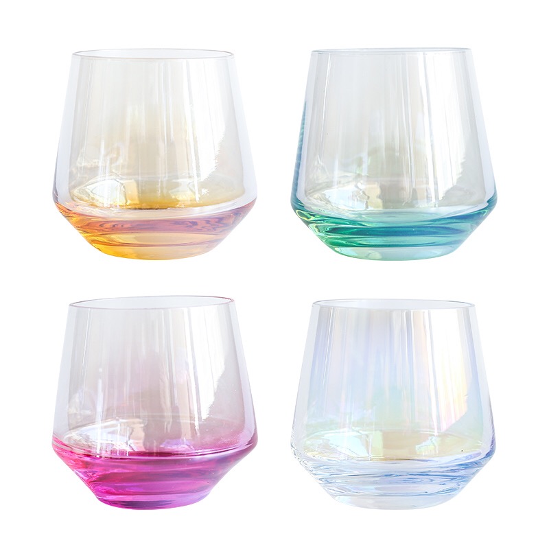 Amazon best seller colorful whisky glass tumbler set of 4