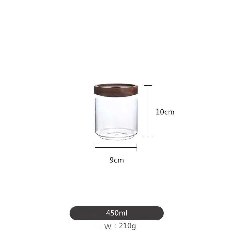 Food Grade Acacia Wood Seal Lid Glass Jar Food Jar With Lid Glass Storage Jars Airtight Lid