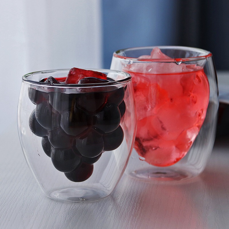 Fruit shape glass cup double wall tea cup coffee mug