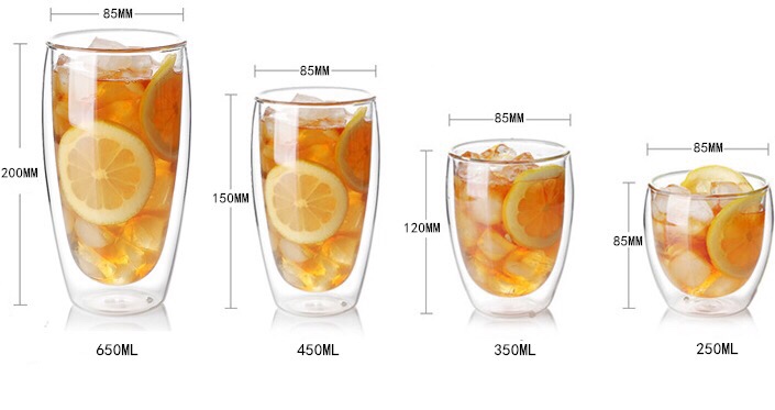 Double Wall Insulated Thermal Glass Cups Coffee mug With Bamboo Cover