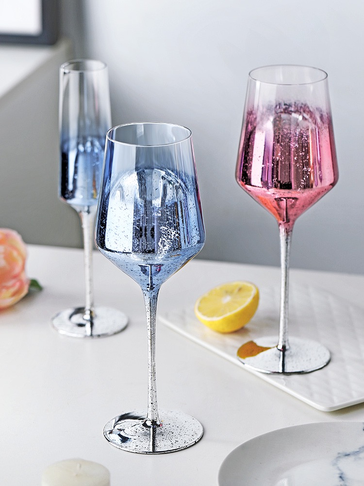 Hot Sale wine goblet electroplating glass champagne glass set of 4 wine glass