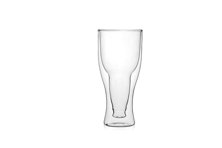 High quality customized logo double wall glass cup beer mug