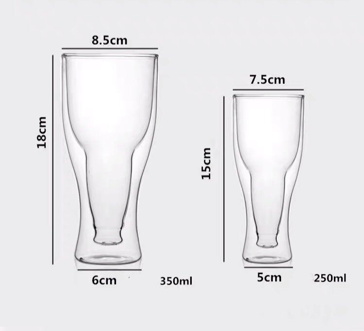 High quality customized logo double wall glass cup beer mug