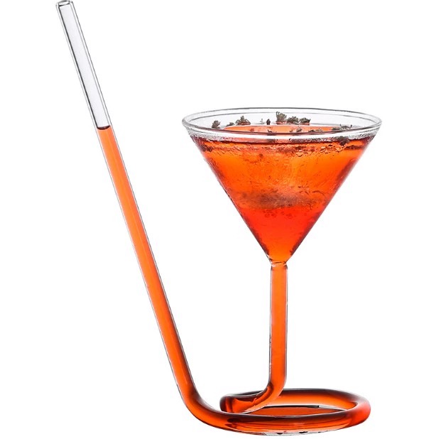 Creative cocktail glass martini glass wine glass with straw