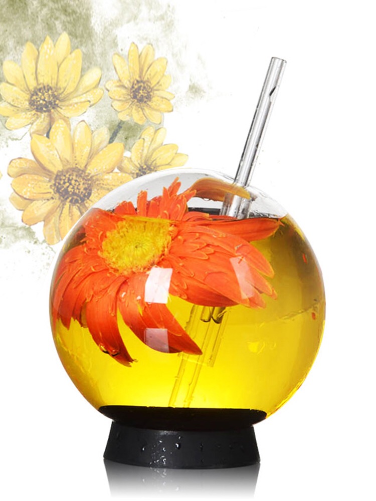 Ball shaped cocktail glass creative glass ball straw glass cup