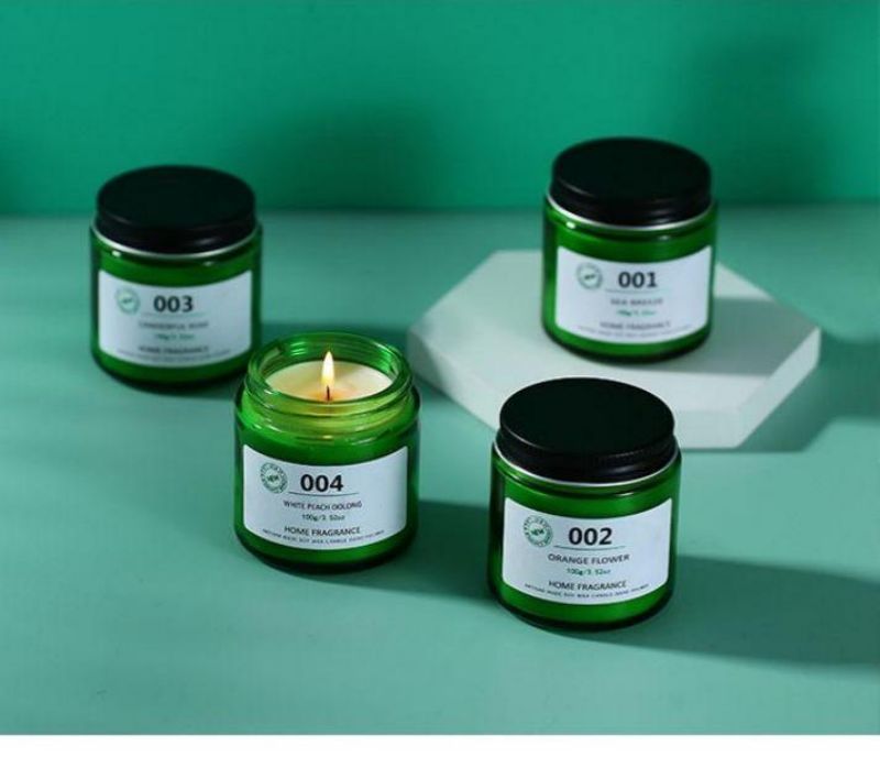 Customize Round green Glass Jam Jars for Candles making