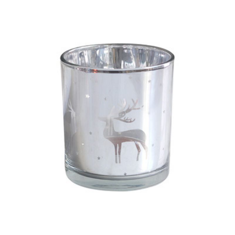 Christmas reindeer silver plated glass candle votive customized color available