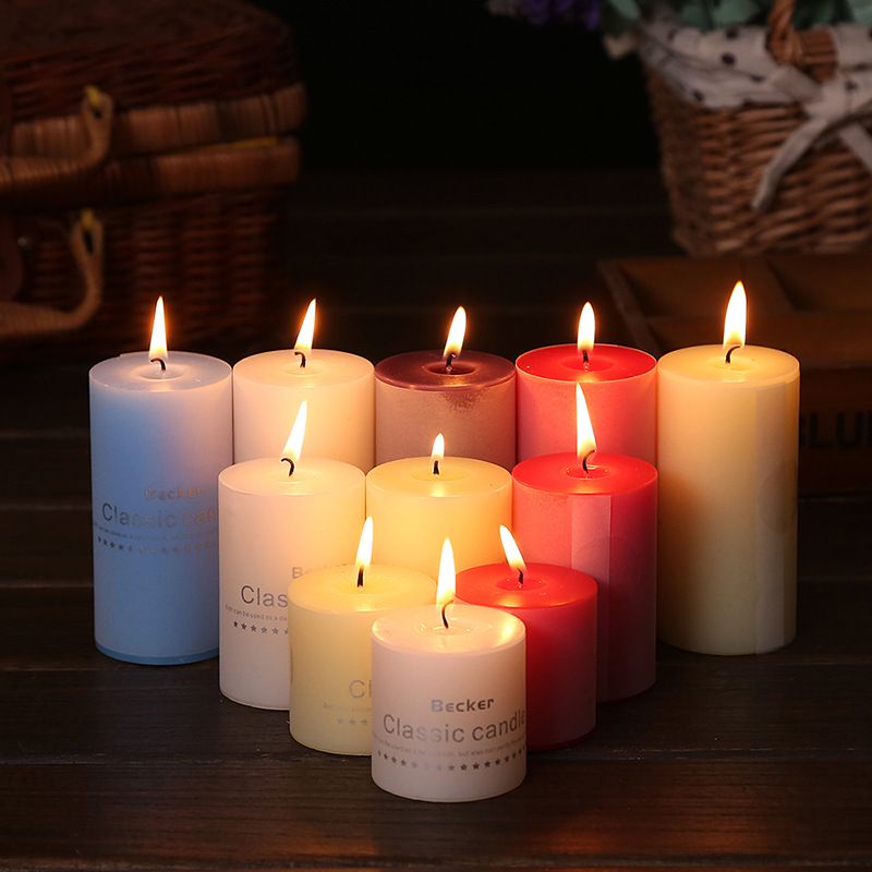 Colorful soy candle pillar for votive and wedding