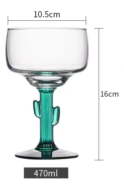 Creative unique short stem wine glass in cactus shape