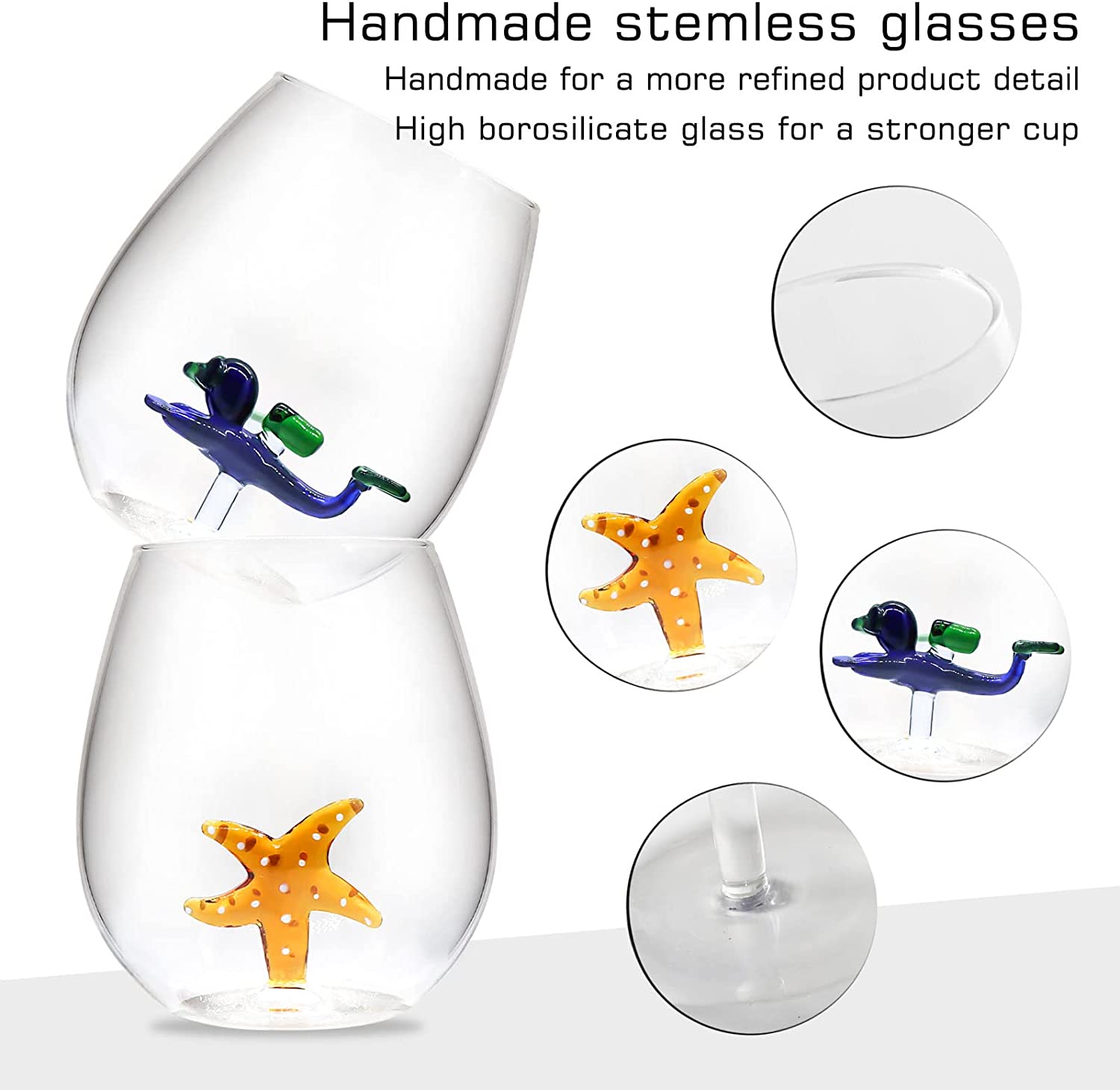  Hot selling customized 3D creative stemless wine glass color wine glass