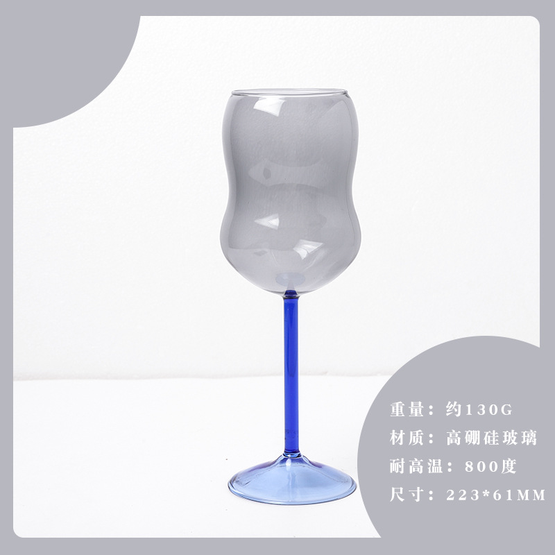 Customized color luxury borosilicate wine glasses in trulip shape