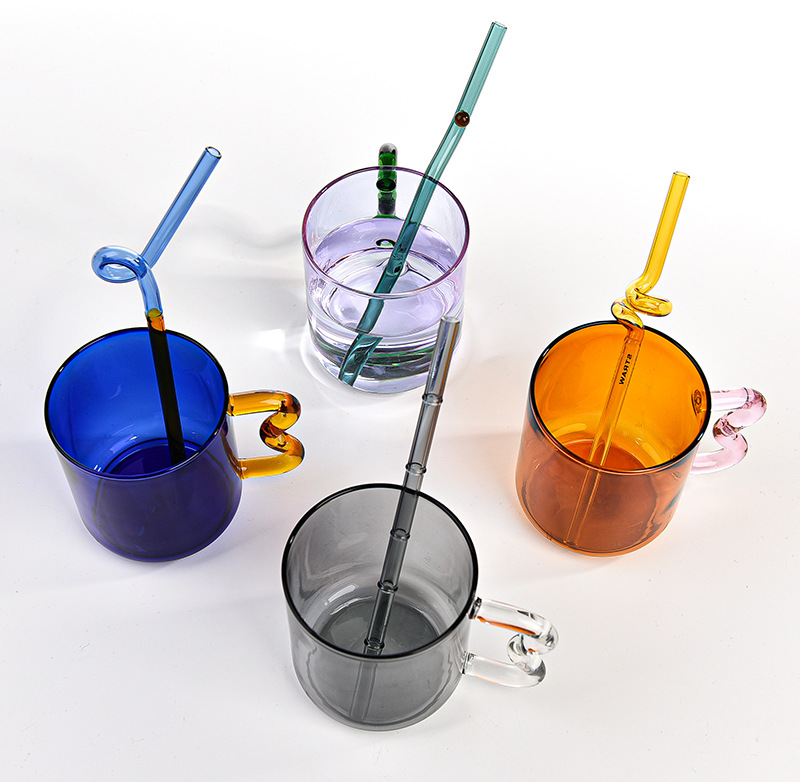 Wholesale bulk creative glass mug with spoon in different colors 