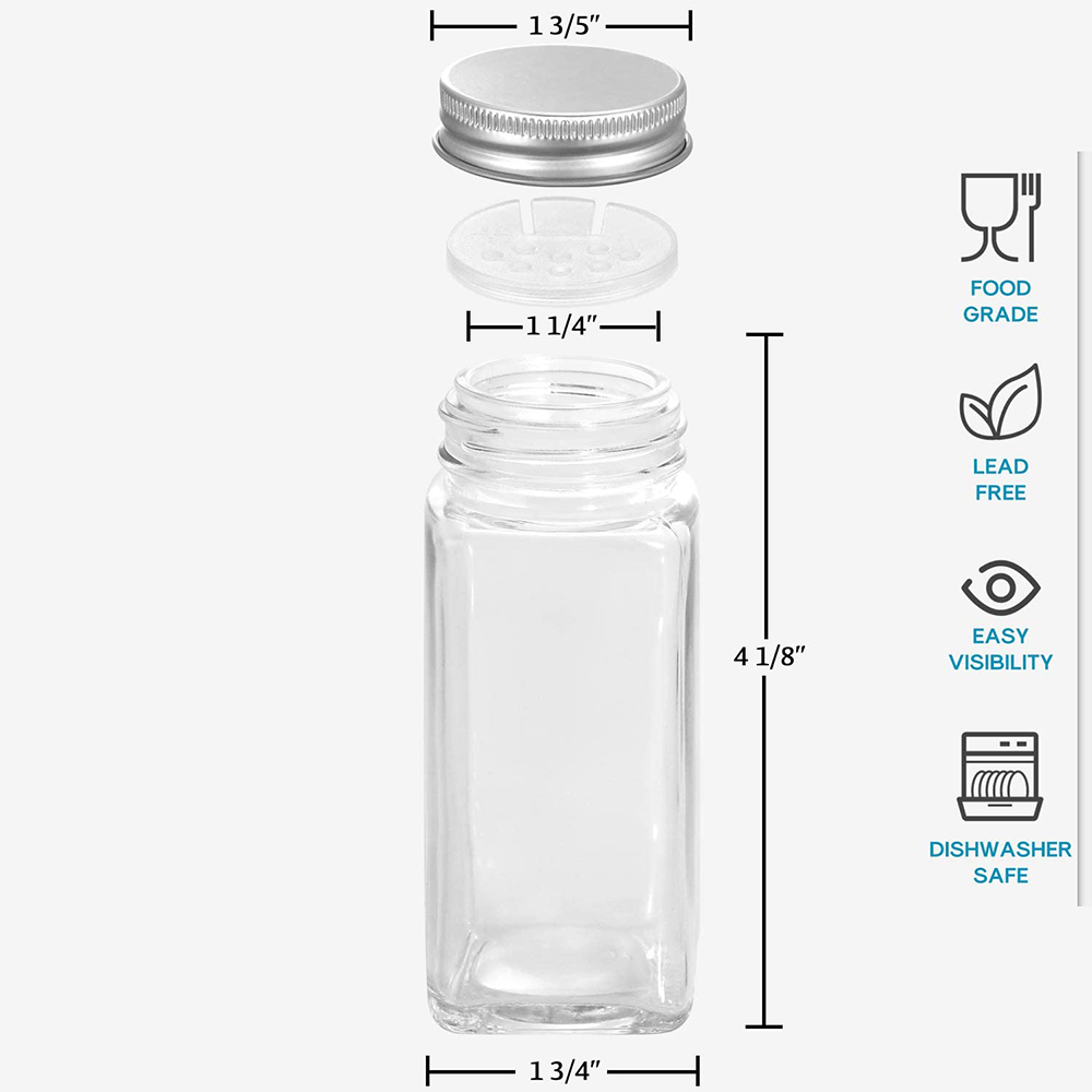 Top selling wholesale glass jar food spicy container in set glass spice jar bottle set with spoon and brush
