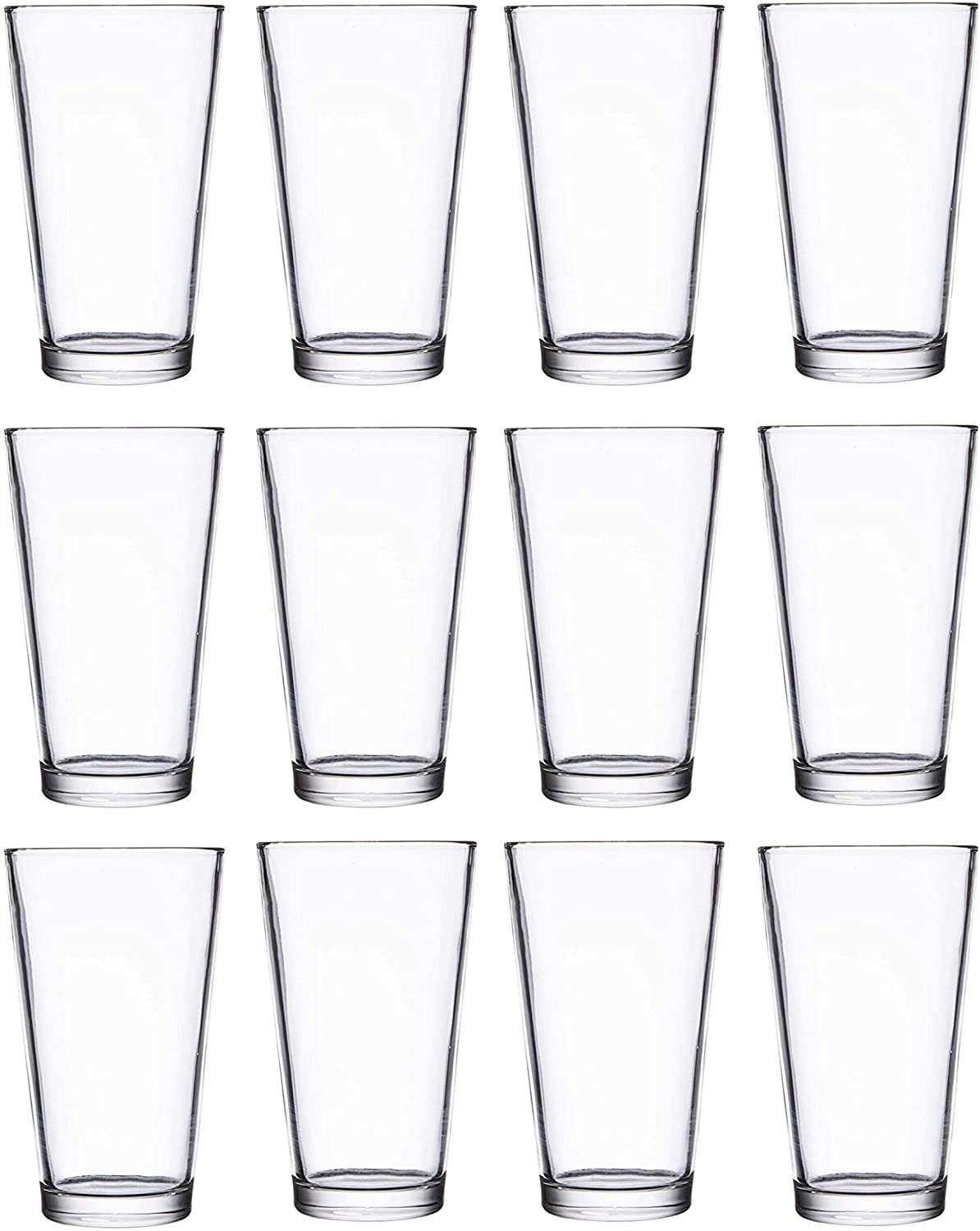 12 Pieces 16 OZ Drinking Glasses Set of 12 Beer Glasses Pack Water Glasses Cup