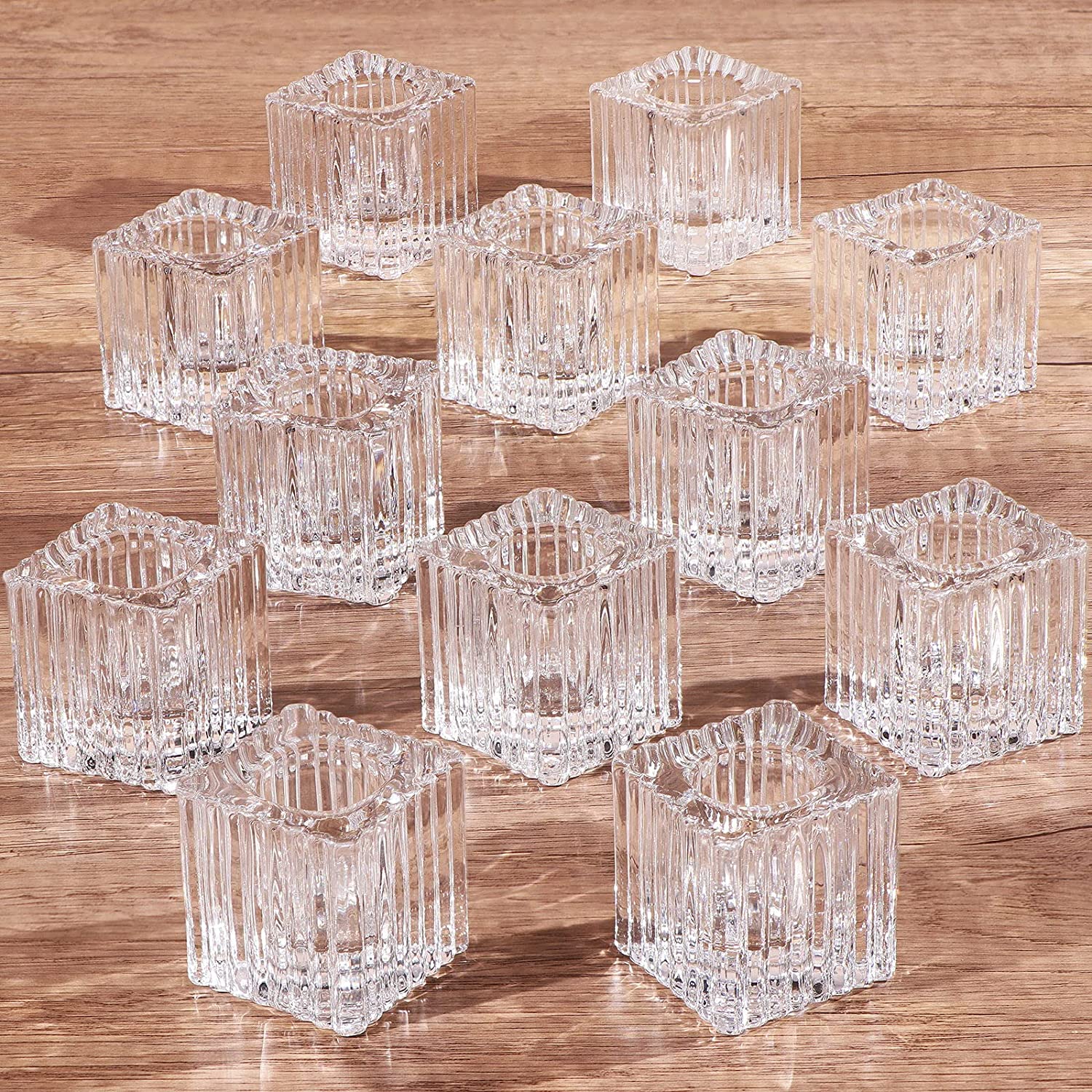 Taper Candle Holders Small Glass Candlestick Holders for Table Centerpiece Wedding Valentines Day