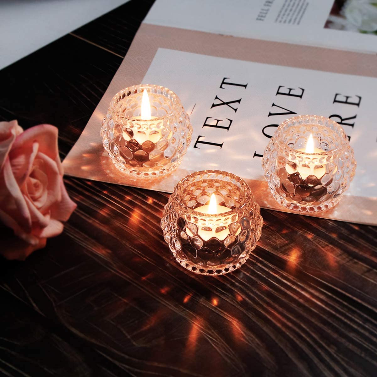 Round Clear Decorative Candle Holder for Table, Home Party Wedding Decor