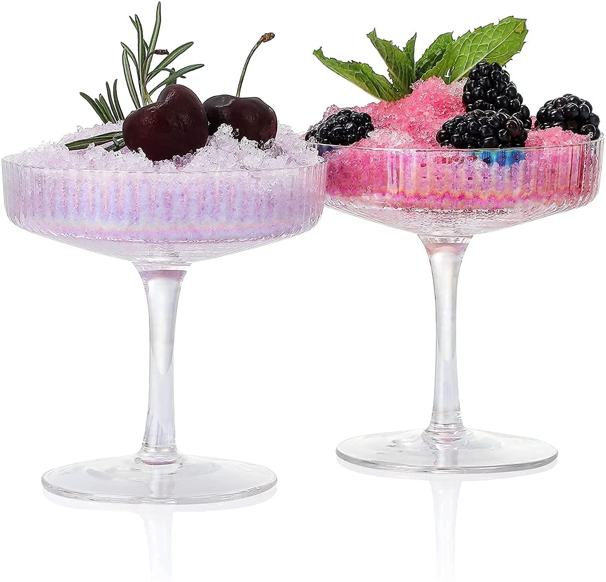 Iridescent Summit Coupe Glass 4 oz. set of 2 Vintage Stemware for Manhattan Cocktail Champagne