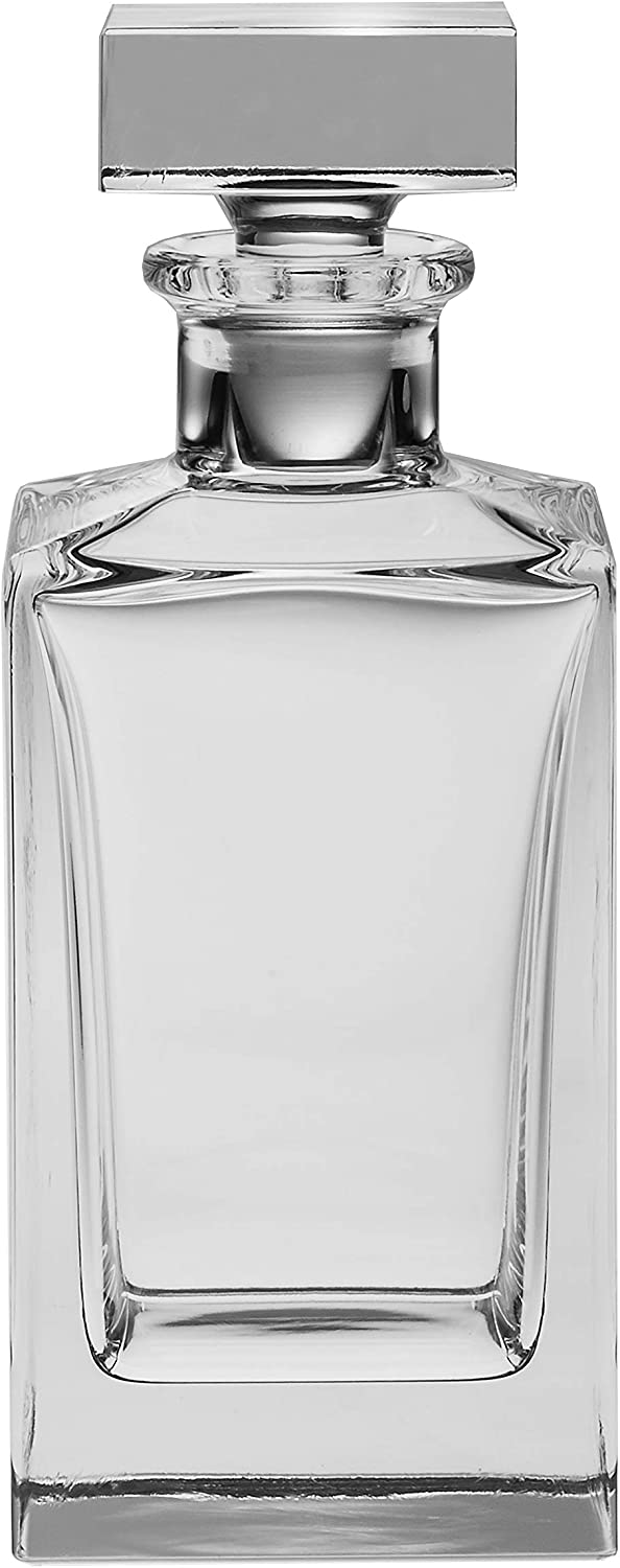 30 Ounces Square Decanter for Whiskey Liquor With Stopper Classic Clear for Wedding Party Bar