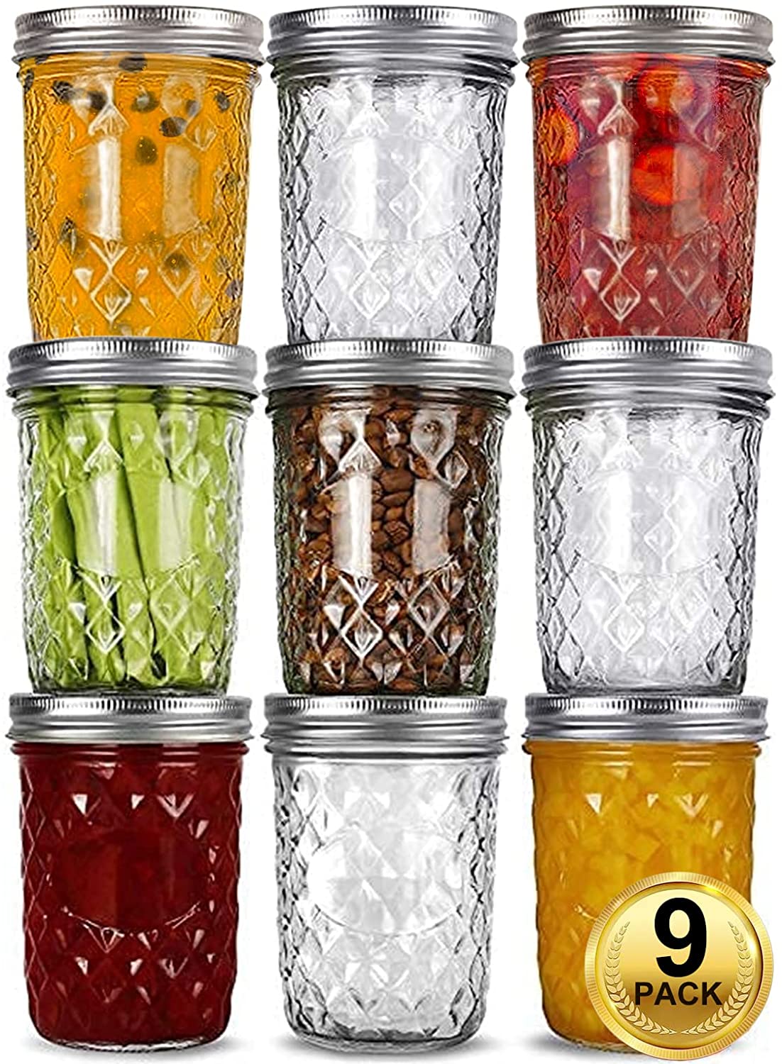 16 Ounces Wide Mouth Mason Jars with Silver Lids Ideal for Jam Honey Baby Food