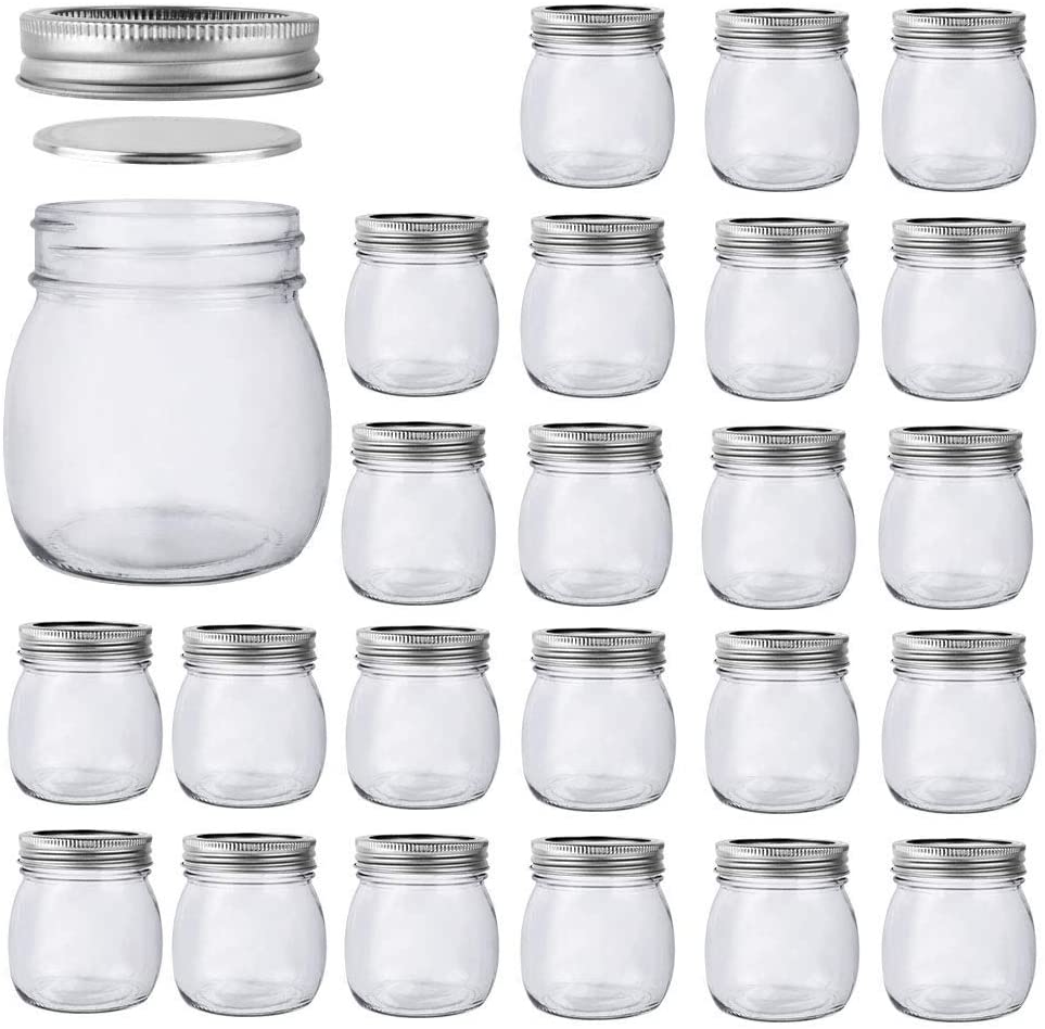 10 oz Glass Mason Jars 24 Pack 300ml Canning Jars with Regular Mouth Lids for Oats Jam Jelly Honey Beans Spice