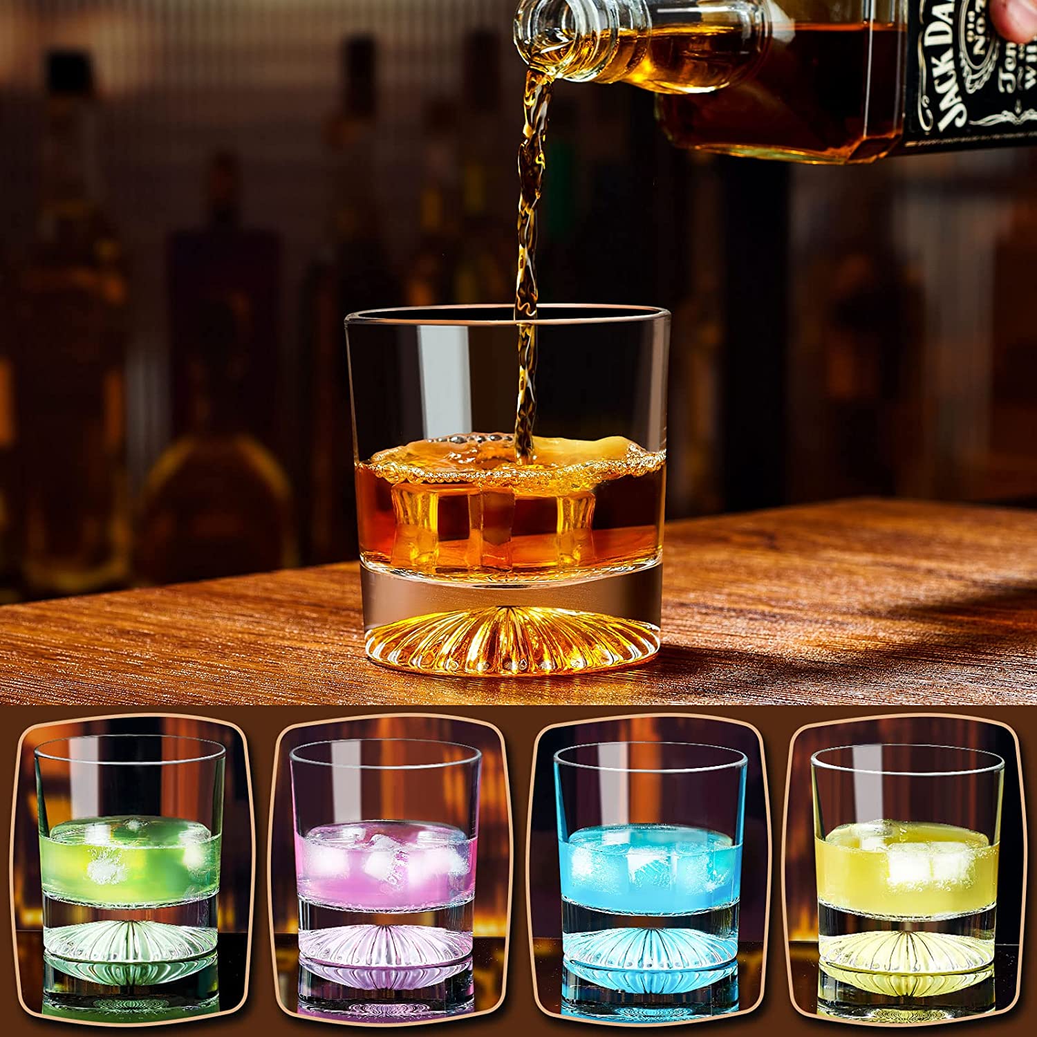 Crystal Whiskey Glasses Set of 4,10 Oz Old Fashioned Glass Rocks Glasses Drinking Cocktails Bourbon Liquor