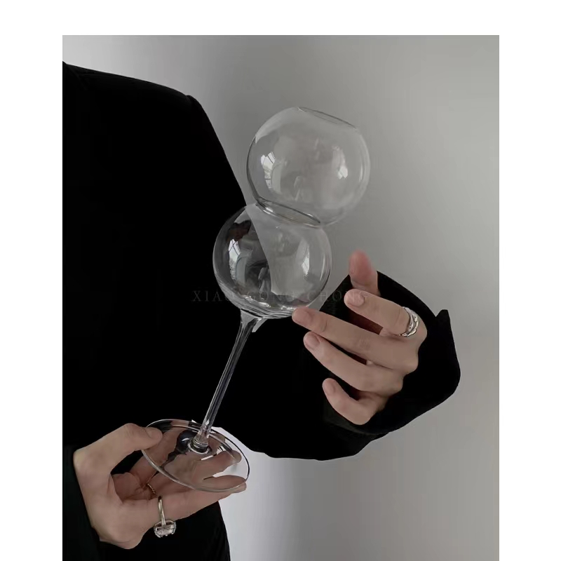 New Design Goblet Wine Glass Gourd Shaped Drinking Glass Cups for Wedding Party Bar and Restaurant