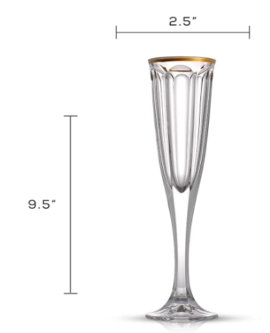 4.3 Ounces Gold Rim Champagne Flutes Glass Champagne Glasses Stemmed Wine Glass Set Fancy Glasses for Wedding