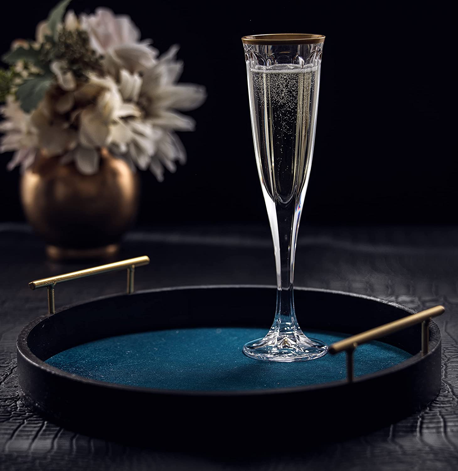 4.3 Ounces Gold Rim Champagne Flutes Glass Champagne Glasses Stemmed Wine Glass Set Fancy Glasses for Wedding