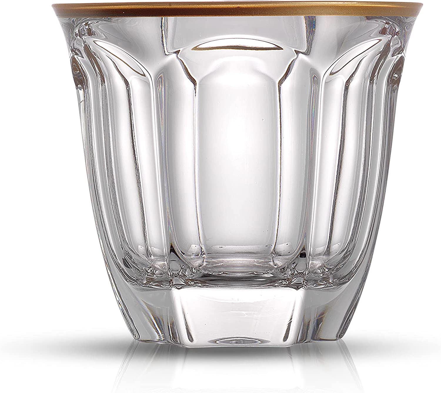 7.4 Oz Gold Rim Double Old Fashioned Glass Whiskey Crystal Bar Glasses Tumbler Cocktail Glasses